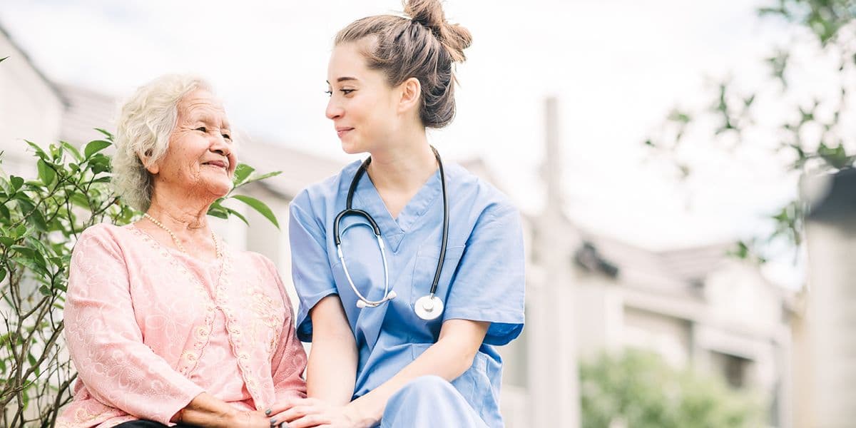 senior woman with family memeber