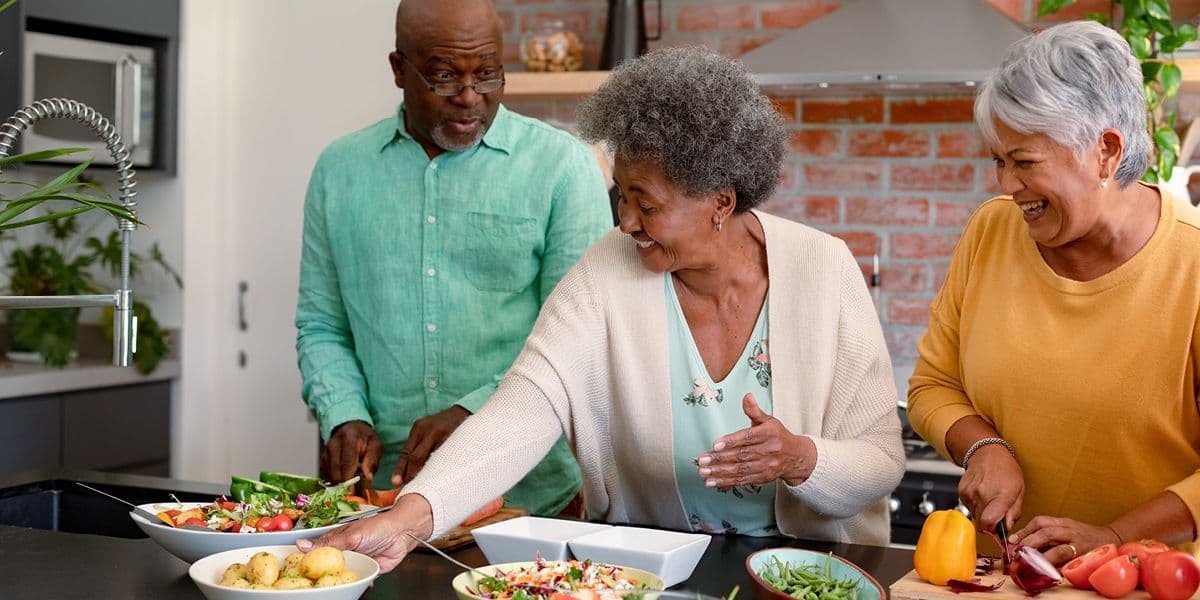 seniors cooking together