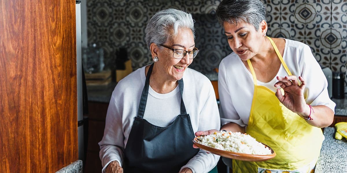 senior women cooking